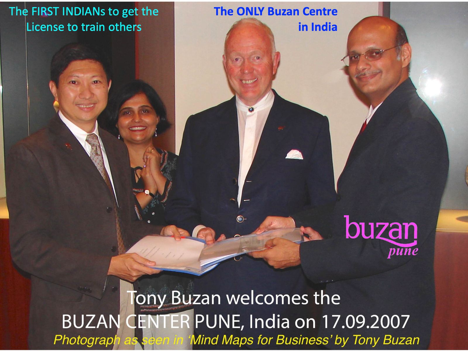 Tony Buzan welcoming Buzan Centre Pune
